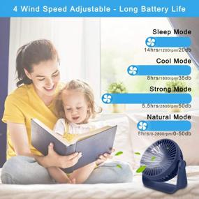 img 3 attached to TriPole Desk Fan Small Table Fan Rechargeable Battery Operated Mini Fan 360 Degree Rotation 5.1 Inch Portable Fan 4 Speed USB Personal Fan For Home Office