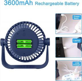 img 2 attached to TriPole Desk Fan Small Table Fan Rechargeable Battery Operated Mini Fan 360 Degree Rotation 5.1 Inch Portable Fan 4 Speed USB Personal Fan For Home Office