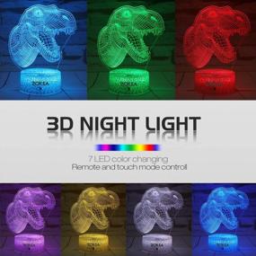 img 3 attached to 3D Dinosaur Night Light With Timer & Remote Control, 7 Colors Changing Smart Touch, Birthday Gifts For Boys Girls Age 2-7+ Year Old Boy Girl Toys