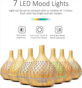 img 3 attached to 400ML Aromatherapy Diffuser With Remote Control, 14 LED Colors & Top 6 Essential Oils - ASAKUKI Auto Shut-Off