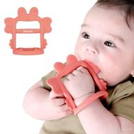 🦀 petinube silicone baby wrist teether pacifier for 3+ months infants - soothing anti-dropping teething aid, made in korea (crab, baby coral) logo