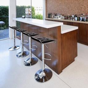 img 3 attached to Pair Of Adjustable PU Leather Bar Stools With Swivel Gas Lift And Chrome Base In Black