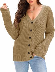 img 4 attached to Stay Cozy And Stylish With Women'S Open-Front Cardigans: Long Sleeve Soft Knit Sweater With Botton Down, V Neck, And Tunic Fit