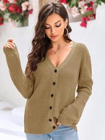 img 2 attached to Stay Cozy And Stylish With Women'S Open-Front Cardigans: Long Sleeve Soft Knit Sweater With Botton Down, V Neck, And Tunic Fit