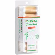 375 count bamboo stick double round cotton swabs by yangrui - bpa free, eco-friendly, naturally pure ear swabs (1 pack) logo