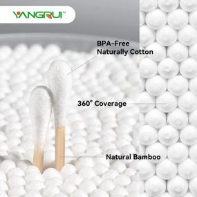 img 2 attached to 375 двойных круглых ватных палочек Bamboo Stick от YANGRUI - экологически чистые, натуральные ушные тампоны без бисфенола-А (1 упаковка)