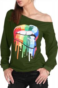 img 1 attached to Chic Lips Printed Off-Shoulder Sweatshirt - Women'S Long Sleeve Casual Top By MAGICMK