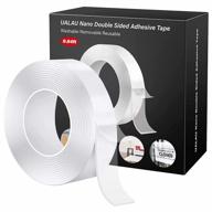 heavy duty double sided adhesive tape (9.85ft) - ualau nano washable & removable clear gel grip tape for walls, carpets, photo frames, and more logo