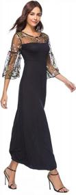img 3 attached to Exquisite BaronHong Floral Embroidered Maxi Dress With Pagoda Sleeves For Women