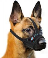 adjustable breathable dog muzzle with reflective strips, soft nylon material to prevent biting, barking, and chewing - ideal for small, medium, and large dogs (blue pattern) logo