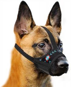 img 4 attached to Adjustable Breathable Dog Muzzle With Reflective Strips, Soft Nylon Material To Prevent Biting, Barking, And Chewing - Ideal For Small, Medium, And Large Dogs (Blue Pattern)