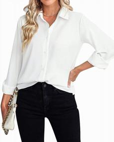 img 4 attached to Stylish And Professional: Qualfort Women'S Button-Down V-Neck Shirts For Office And Casual Wear.