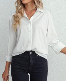 img 3 attached to Stylish And Professional: Qualfort Women'S Button-Down V-Neck Shirts For Office And Casual Wear.