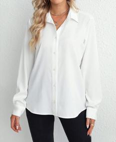 img 2 attached to Stylish And Professional: Qualfort Women'S Button-Down V-Neck Shirts For Office And Casual Wear.