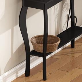 img 1 attached to Узкий диван-стол с розетками и USB-портами - консольный столик ChooChoo в шикарном черном цвете, идеально подходящий для гостиной, прихожей, прихожей и акцента фойе
