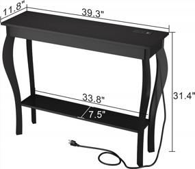 img 3 attached to Узкий диван-стол с розетками и USB-портами - консольный столик ChooChoo в шикарном черном цвете, идеально подходящий для гостиной, прихожей, прихожей и акцента фойе