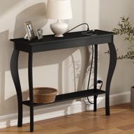narrow sofa table with outlets and usb ports - choochoo console table in chic black, perfect for living room, entryway, hallway, and foyer accent logo