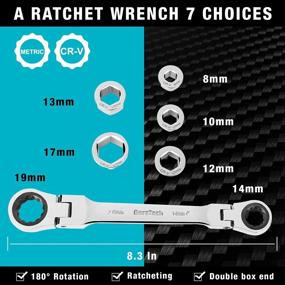 img 3 attached to 7-Piece Metric Ratcheting Wrench Set By DURATECH - 8-19Mm, 72 Tooth Gear, CR-V Steel & Tool Organizer