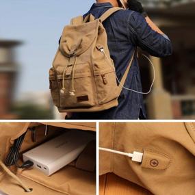img 2 attached to Винтажный холщовый рюкзак для мужчин: рюкзак для ноутбука XINCADA с вместимостью 15,6 дюйма, идеально подходящий для школы и путешествий