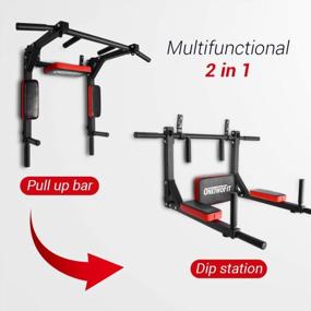 img 3 attached to OneTwoFit Power Tower Set - Multifunctional Wall-Mounted Pull-Up Bar, Chin-Up Bar, Dip Station - Ideal Indoor Home Gym Workout Equipment, Supports Up To 440 Lbs - OT126 Fitness Dip Stand