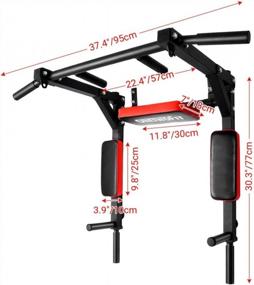 img 1 attached to OneTwoFit Power Tower Set - Multifunctional Wall-Mounted Pull-Up Bar, Chin-Up Bar, Dip Station - Ideal Indoor Home Gym Workout Equipment, Supports Up To 440 Lbs - OT126 Fitness Dip Stand