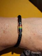 img 1 attached to Nanafast Rainbow LGBT Pride Handmade Braided Bracelet - Titanium Stainless Steel Magnet, PU Leather Weave Plaited Jewelry review by Dana Schmidt