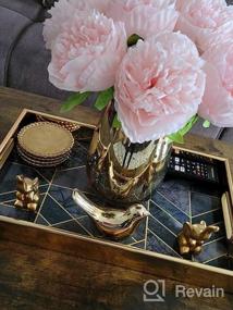 img 7 attached to MAONAME Gold Decorative Tray - Printed Marble Glass Serving Tray W/ Handles For Coffee Table, Ottoman & Bathroom Vanity - 15.75" X 10.2" X 1.58
