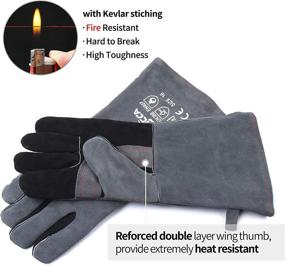 img 2 attached to 🔥 RAPICCA Leather Forge/Mig/Stick Welding Gloves: Ultimate Heat and Fire Resistant Protection