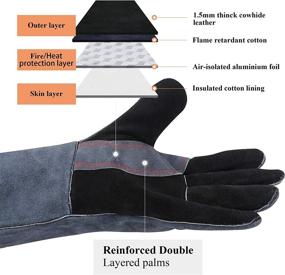 img 1 attached to 🔥 RAPICCA Leather Forge/Mig/Stick Welding Gloves: Ultimate Heat and Fire Resistant Protection