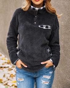 img 3 attached to Sherpa Fleece Pullover Sweatshirt For Women: Lightweight, Warm, Pocketed Outwear Top