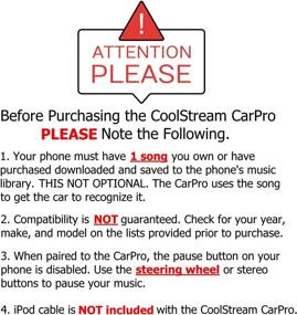 img 1 attached to 🚗 Revolutionize Your Car Audio with CoolStream CarPro Bluetooth Adapter - Compatible with BMW, Mini Cooper, Victory, Yamaha & Kawasaki - 30 Pin Music Interface Cable