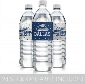 img 1 attached to Индивидуальные этикетки для выпускных бутылок с водой - водонепроницаемые обертки школьных цветов - упаковка из 24 наклеек (синие и серебряные)