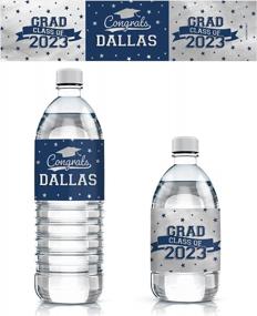 img 4 attached to Индивидуальные этикетки для выпускных бутылок с водой - водонепроницаемые обертки школьных цветов - упаковка из 24 наклеек (синие и серебряные)