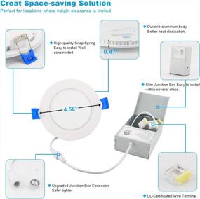 img 2 attached to VOLISUN 12 Pack 4 Inch Led Recessed Ceiling Light With Junction Box, 5000K Daylight, 9W=75W Canless Wafer Downlights, 750LM Dimmable Retrofit Recessed Lighting, ETL And Energy Star Certified