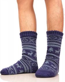 img 4 attached to Warm And Cozy Dosoni Men'S Slipper Socks With Fleece Lining And Cute Deer Design – Perfect Winter Gift For Him!