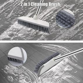 img 2 attached to 🧹 Clonynix 62'' Long Handle Floor Scrub Brush – 2-in-1 Stiff Bristle Scrubber for Deck, Bathroom, Tub, Tile, Grout, Kitchen, Swimming Pool, Patio, and Garages