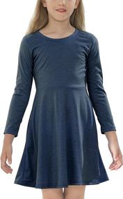 img 2 attached to Stylish and Comfy: Long Sleeve Blue Timeshow Dresses for Casual Girls' Clothing