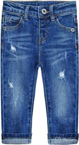 img 4 attached to KIDSCOOL SPACE Baby Girl Boy Jeans: 👖 Stylish Ripped Denim Pants with Elastic Band Inside