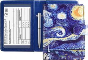 img 4 attached to RFID Blocking Passport And Vaccine Card Holder Combo - ACdream Leather Travel Documents Organizer Protector, Starry Night Design