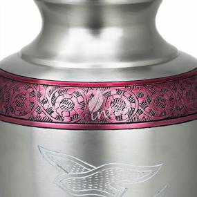 img 1 attached to INTAJ Elite Cloud Blue And Silver Cremation Urn For Human Ashes - Adult Funeral Urn Handcrafted - Affordable Urn For Ashes - Large Urn Deal (Peaceful Maroon Birds, Adult Urn - 200 Cu/In)