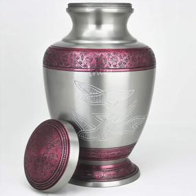img 3 attached to INTAJ Elite Cloud Blue And Silver Cremation Urn For Human Ashes - Adult Funeral Urn Handcrafted - Affordable Urn For Ashes - Large Urn Deal (Peaceful Maroon Birds, Adult Urn - 200 Cu/In)