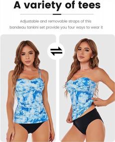 img 2 attached to Women'S Twist Front Bandeau Tankini Set: Ruched Tummy Control Suimsuit W/ Mid Waist Briefs - Shuangyu