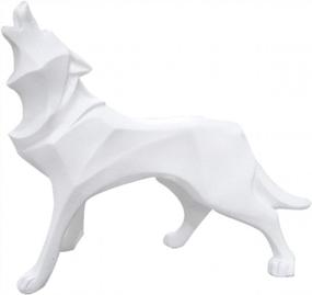 img 4 attached to Hand-Carved White Resin Wolf Sculpture - Modern Animal Statue For Home Decor - FJWYSANGU