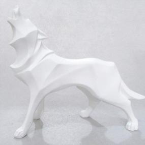 img 3 attached to Hand-Carved White Resin Wolf Sculpture - Modern Animal Statue For Home Decor - FJWYSANGU