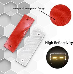 img 3 attached to 🚧 40Pcs Red and White Self Adhesive Waterproof Plastic Rectangular Stick-On Reflective Tape for Road Signs, Trucks, RVs, Trailers, Pickup M-017 - Hazard Caution Warning Sticker