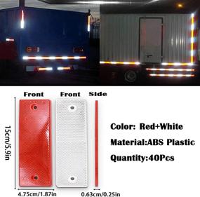 img 1 attached to 🚧 40Pcs Red and White Self Adhesive Waterproof Plastic Rectangular Stick-On Reflective Tape for Road Signs, Trucks, RVs, Trailers, Pickup M-017 - Hazard Caution Warning Sticker