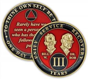 img 4 attached to Red 3 Year Sobriety Coin - Triplate AA Chip For Celebrating Recovery Anniversary And Alcoholics Anonymous Gift