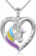 forever love: sterling silver unicorn heart pendant necklace for women - ideal gift for girlfriend/ daughter logo