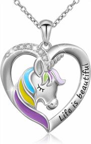 img 4 attached to Forever Love: Sterling Silver Unicorn Heart Pendant Necklace For Women - Ideal Gift For Girlfriend/ Daughter
