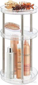 img 2 attached to mDesign Spinning Makeup Organizer Storage Tower - 3-Tier Lazy Susan with 360° Rotation - Cosmetic Organization Caddy for Bathroom Vanity, Countertop, Makeup Table - Ligne Collection - Clear